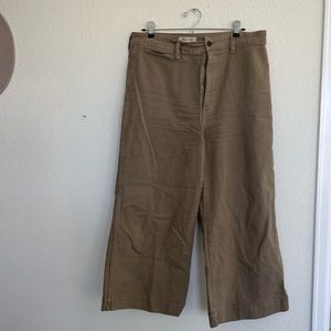 Madewell Emmett Wide Leg Crop size 32- Army Green canvas